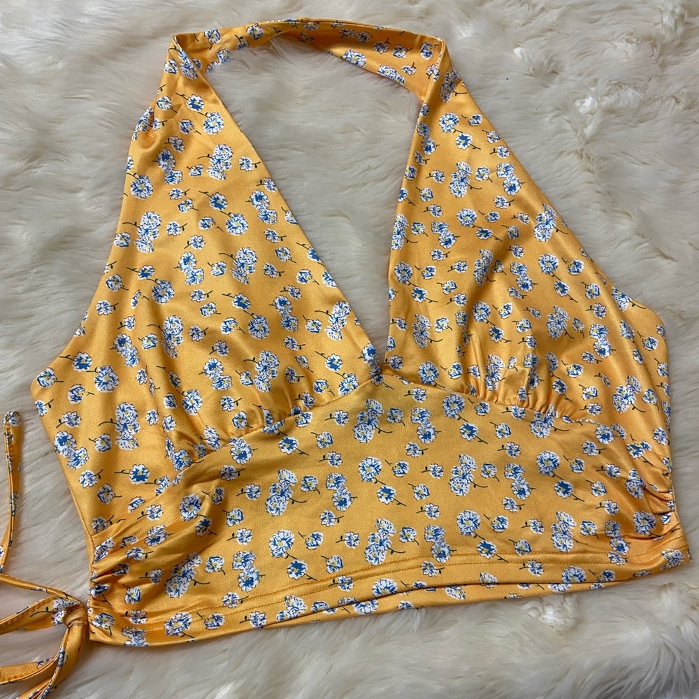 yellow floral halter top